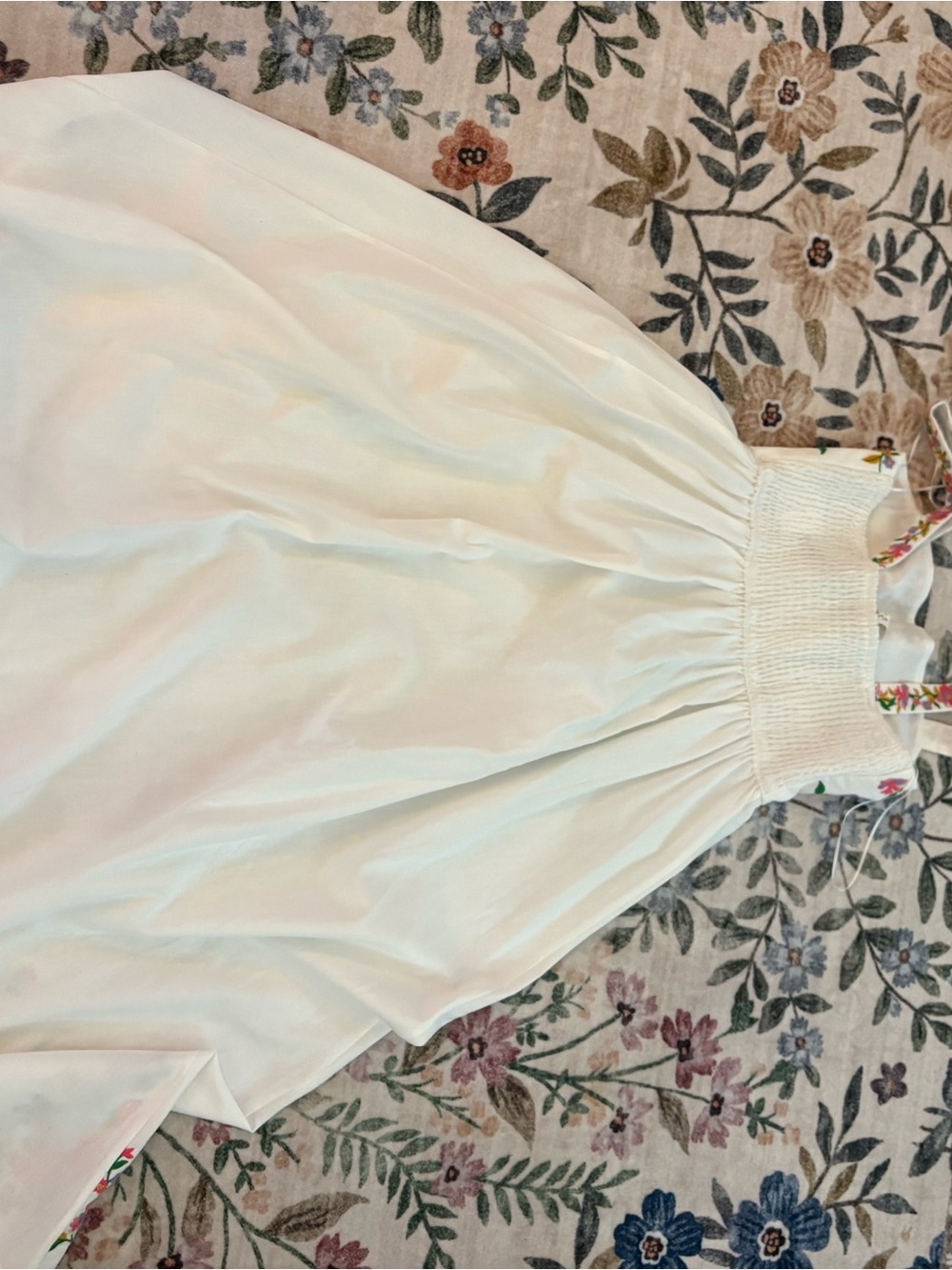 White Maxi Dress with Multicolor Floral Embroidery - Picture 3 of 3